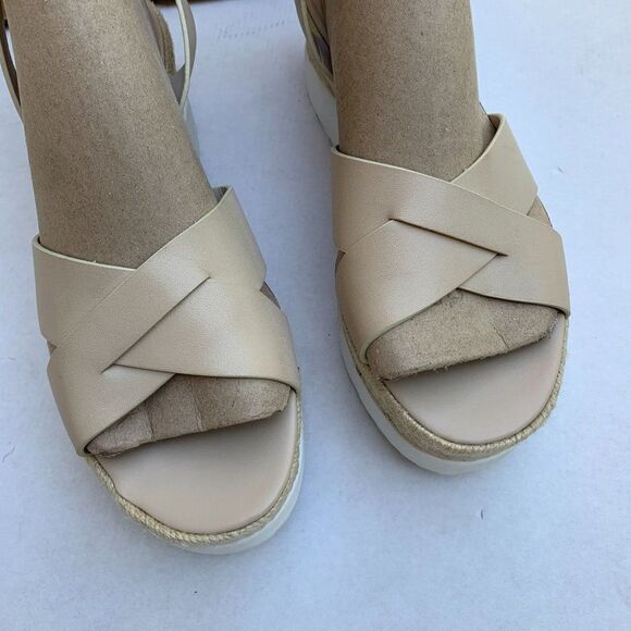Marc Fisher Womens Zarita Leather Strappy Espadrilles Sz 11M in Cream - Picture 2 of 13